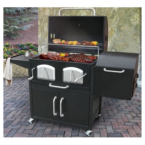 steel charcoal bbq pit with smokers box|Char.